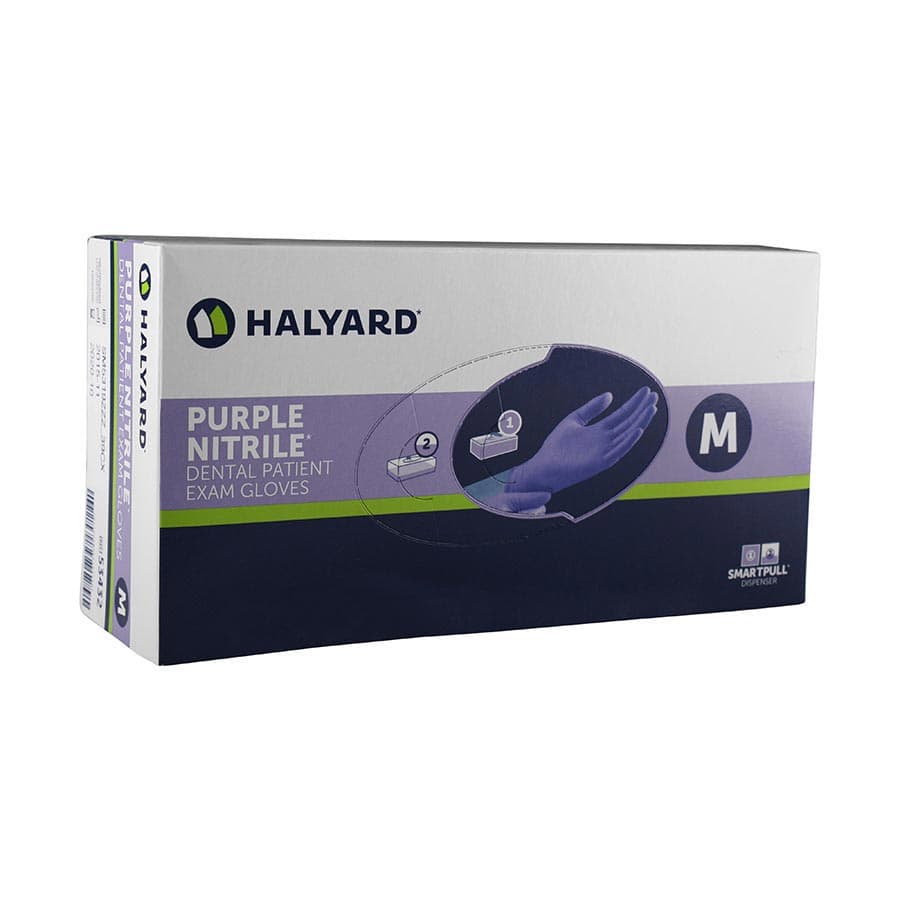 Halyard Purple Nitrile Dental Exam Gloves, Powder-Free, Non-Sterile, Extra Large, Textured, 90/Box, 53434 thumbnail 3