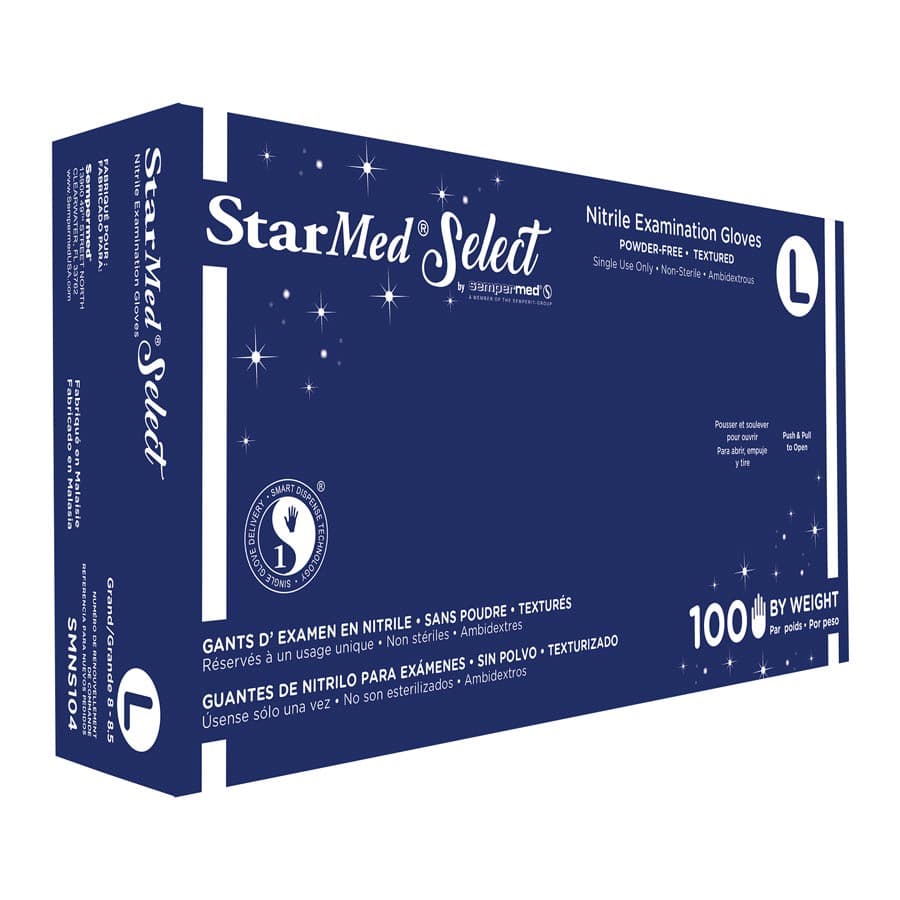 StarMed Select Nitrile Exam Gloves, Powder-Free, Textured, Non-Sterile, Extra Large, Violet Blue, 100/Box, SMNS105 thumbnail 2