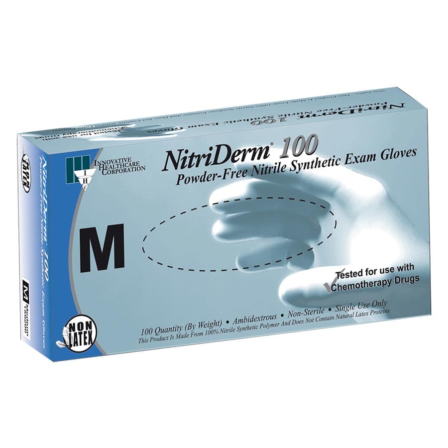 Innovative Healthcare NitriDerm Powder Free Nitrile Exam Gloves, Chemo Tested, Medium, 200/Box - Gloves Exam Nitrile Non-Steril - Image 1