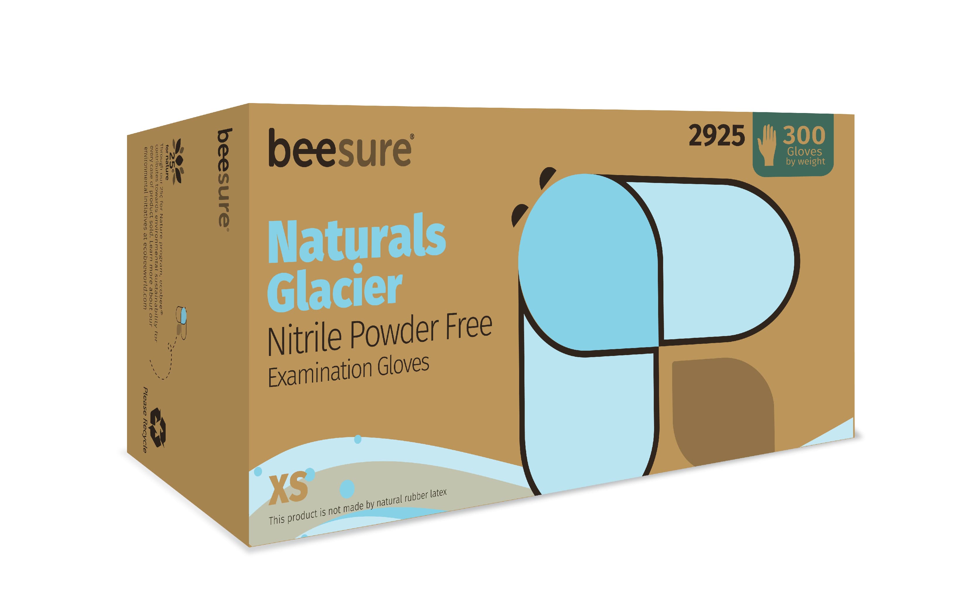 BeeSure Naturals Glacier Nitrile Examination Gloves, Powder-Free, Non-Sterile, Extra Small, Glacier Blue, Textured Fingertips, 300/Box, BE2925 thumbnail 14