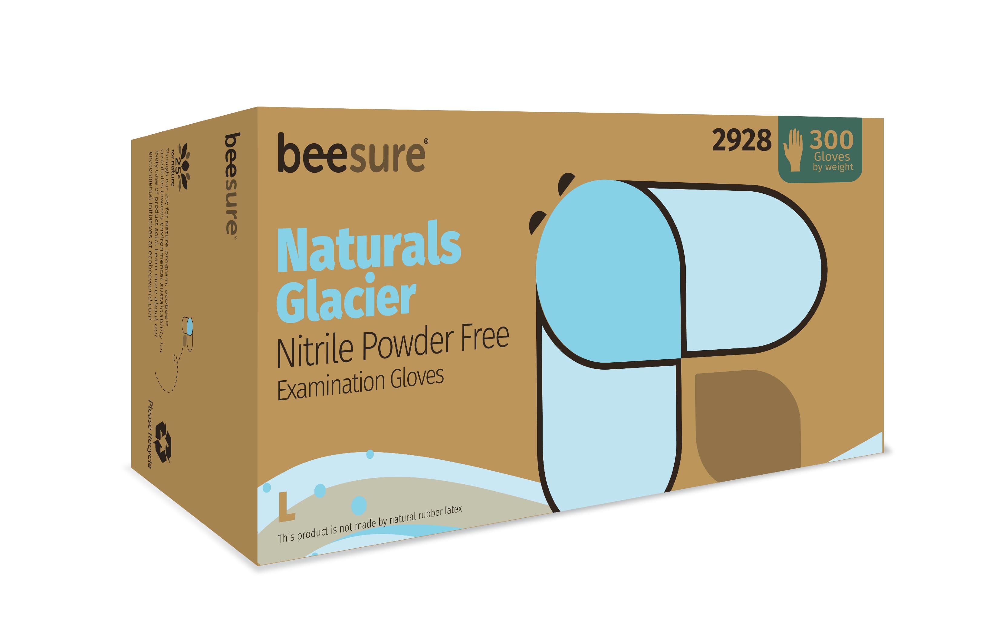 BeeSure Naturals Glacier Nitrile Exam Gloves, Powder Free, Non-Sterile, Large, Glacier Blue, 300/Box, BE2928 thumbnail 13