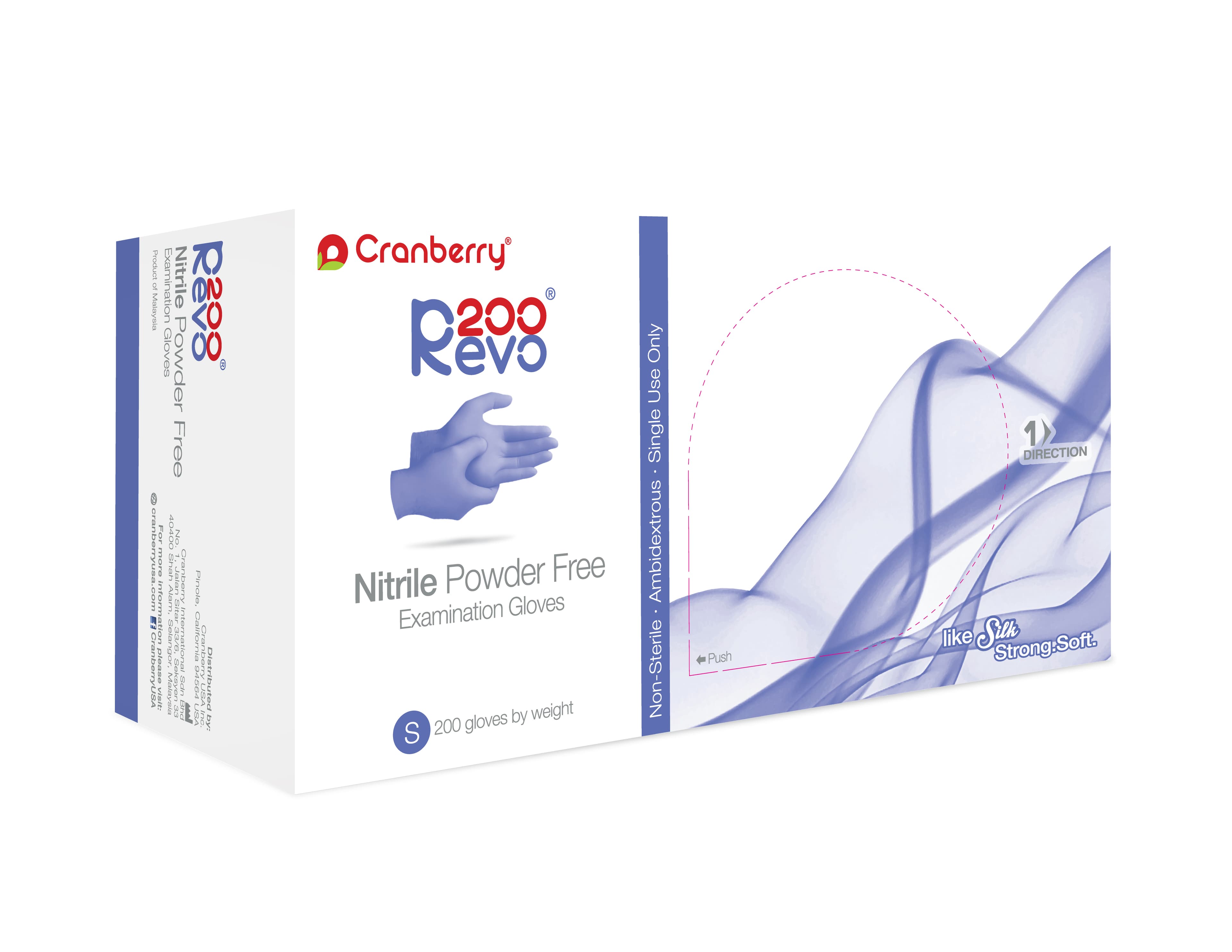 Cranberry Revo200® Nitrile Exam Gloves, Powder Free, Latex Free, Extra Small, Dark Blue, 200/Box, CR3205 thumbnail 13