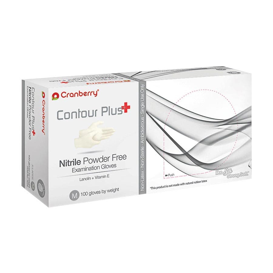 Cranberry Contour Plus® Nitrile Exam Gloves, Powder Free, Non-Sterile, Large, White, 100/Box, CR3228 thumbnail 3