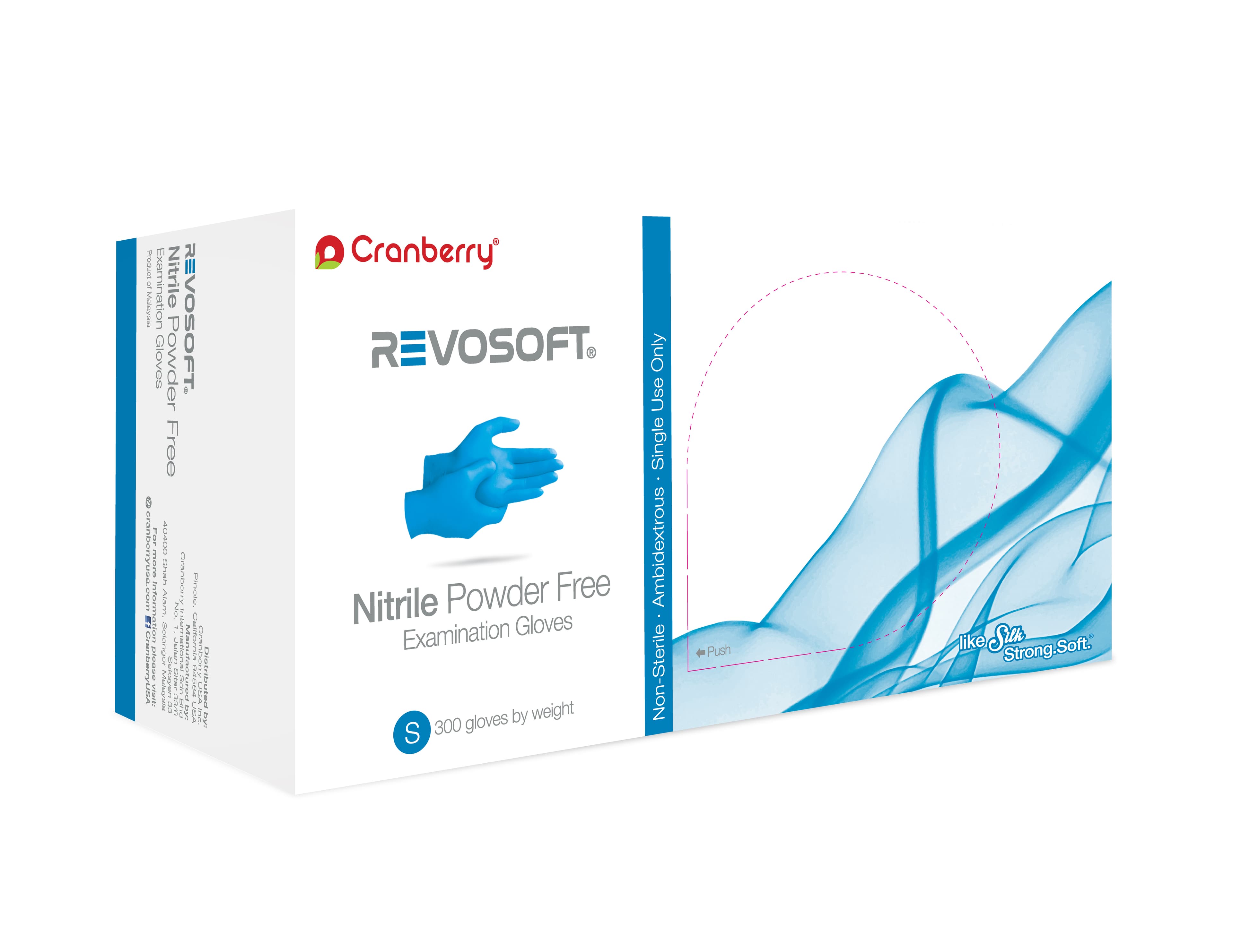 Cranberry RevoSoft Nitrile Exam Gloves, Powder Free, Non-Sterile, Small, Blue, 300/Box, CR3276 thumbnail 13