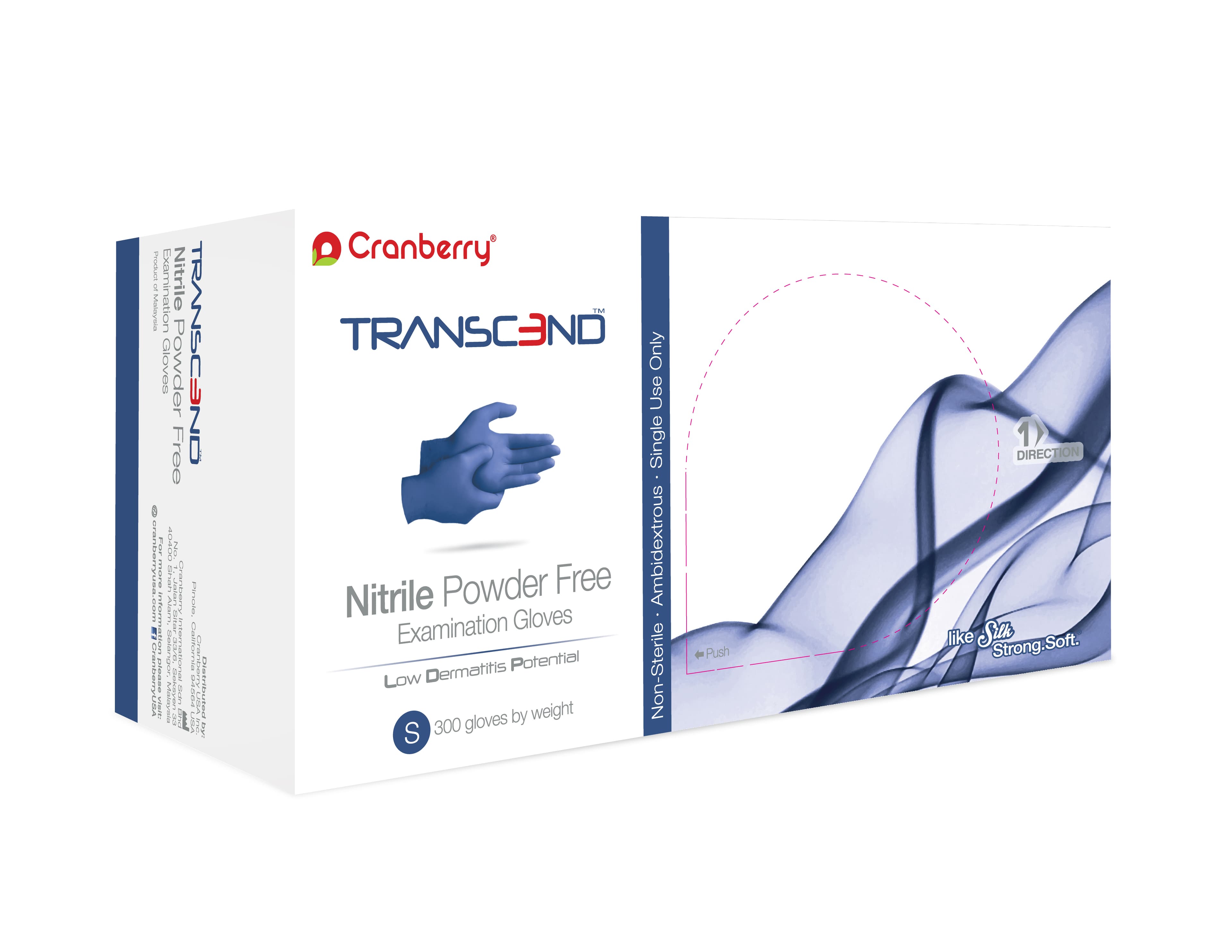Cranberry Transcend Nitrile Exam Gloves, Powder-Free, Small, Matte Blue, 300/Box, CR3366 thumbnail 18