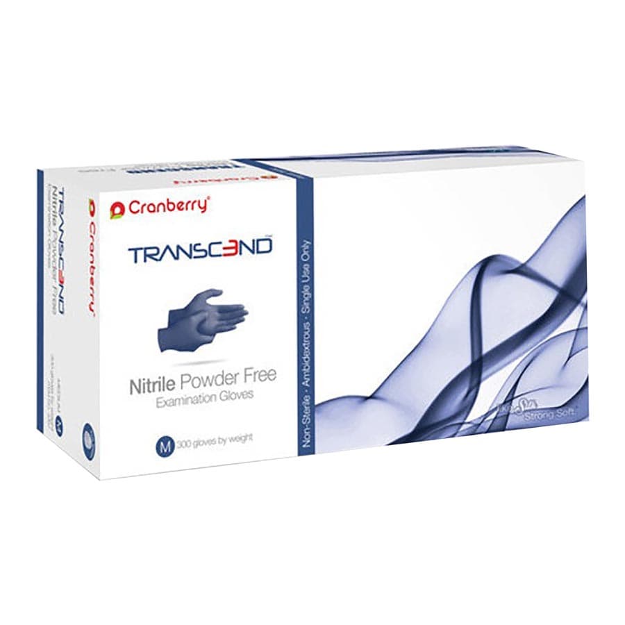 Cranberry Transcend 300 Nitrile Powder-Free Exam Gloves, X-Large, Blue, 300/Box, CR3369 - Cranberry - Transcend 300 Nitrile Powder Free Exam Gloves - Image 1