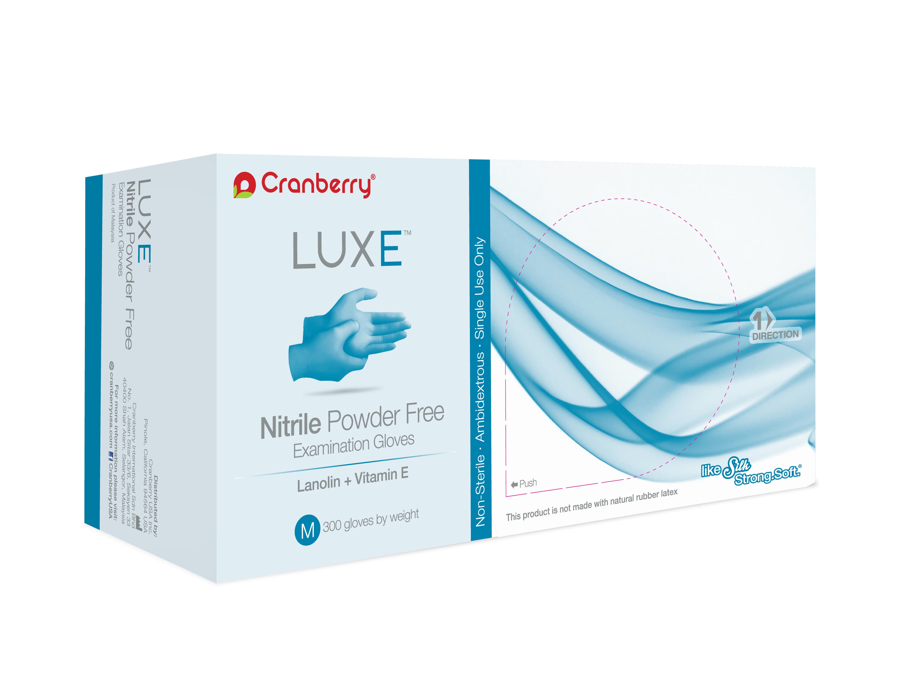Cranberry LUXE Nitrile Exam Gloves, Powder Free, Non-Sterile, Medium, Azure Blue, 300/Box, CR3667 thumbnail 13