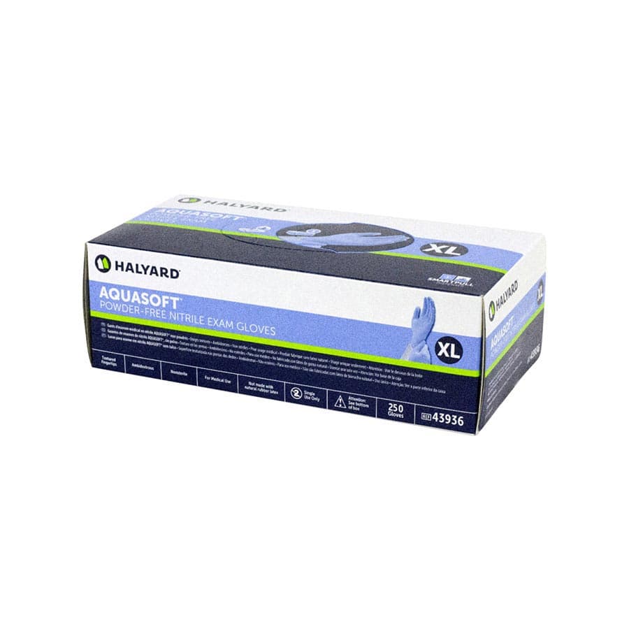 AquaSoft Nitrile Exam Gloves, Powder-Free, Non-Sterile, Large, Blue, Textured, 300/Box, 43935 thumbnail 4