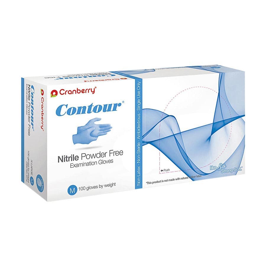 Cranberry Contour® Powder Free Nitrile Exam Gloves, Latex Free, Small, Blue, Fingertip Textured, 100/Box, CR3116 thumbnail 14