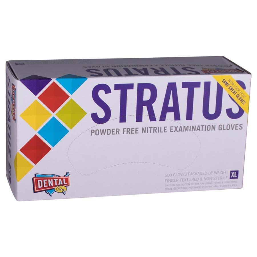 Stratus Nitrile Examination Gloves, Powder Free, X-Large, 200/Box - Dental City - Stratus Nitrile Powder Free Gloves - Image 1