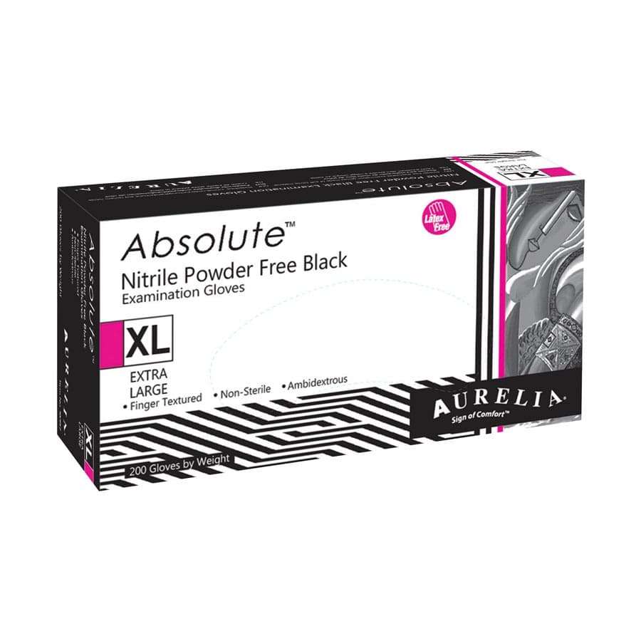 Aurelia Absolute Nitrile Exam Gloves, Powder Free, Non-Sterile, Extra Large, Black, Textured, 200/Box, 98999 thumbnail 2