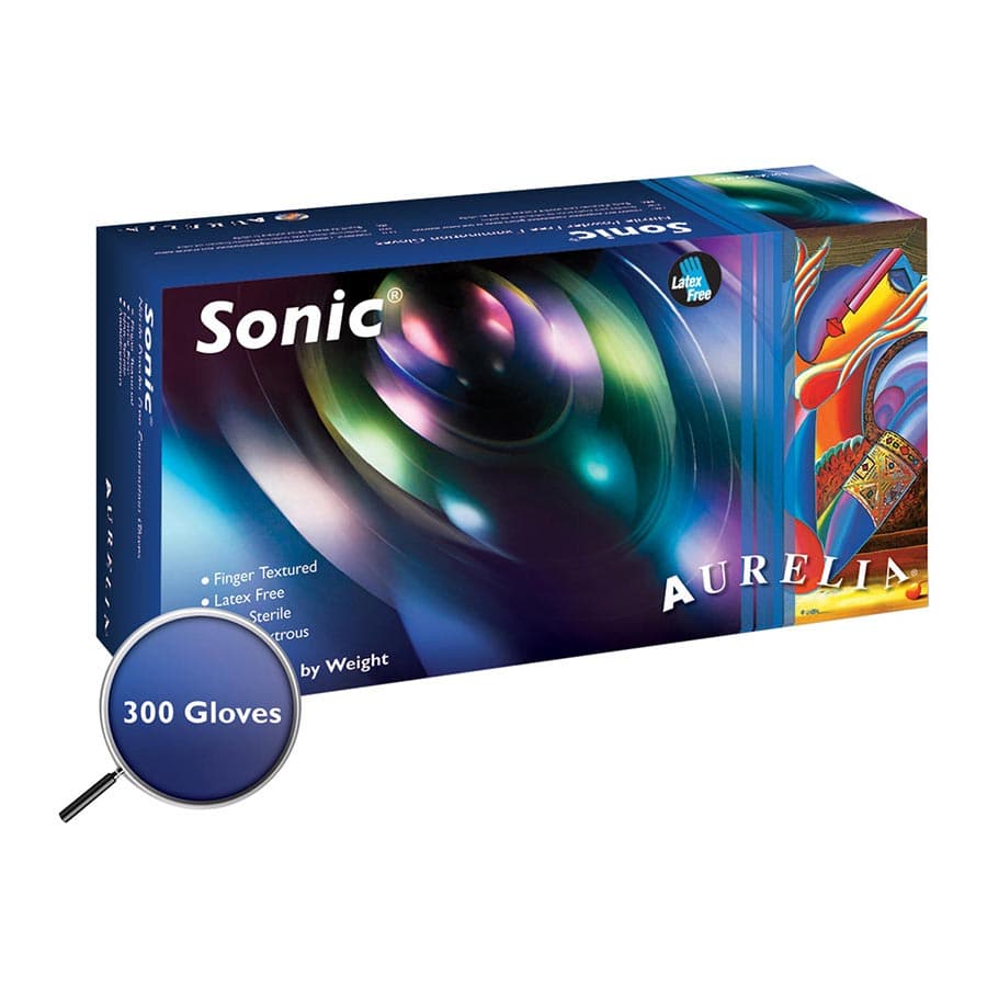 Aurelia® Sonic™ Nitrile Exam Gloves, Powder Free, Non-Sterile, Medium, Indigo, 300/Box, 93777 thumbnail 2