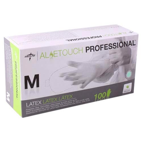 Medline Aloetouch Professional Powder Free Latex Exam Gloves, X-Small, 100/Box, MDS198153 - Medline - Aloetouch Professional Powder Free Latex Exam Gloves - Image 1