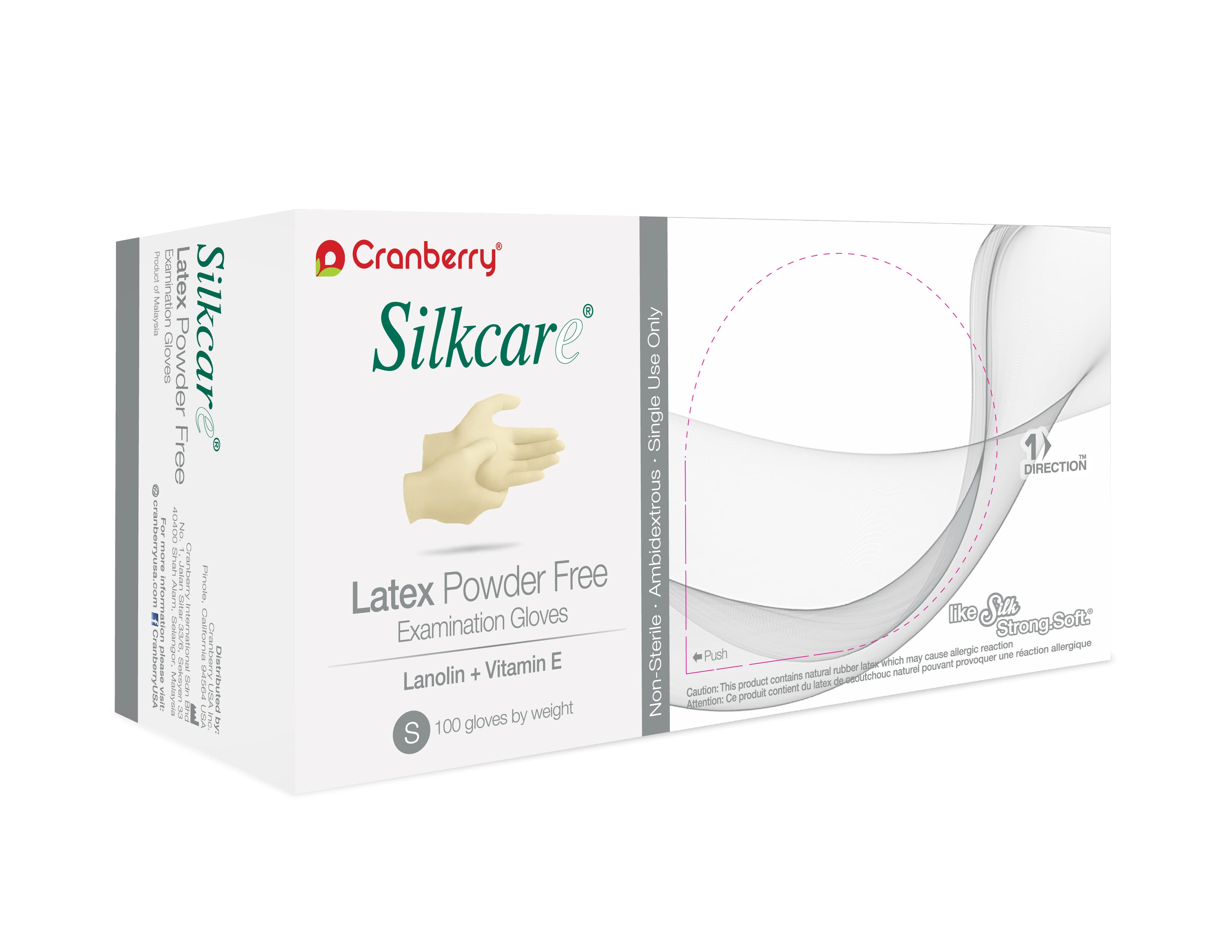 Cranberry Silkcare Powder Free Latex Exam Gloves with Lanolin and Vitamin E, Small, 100/Box, CR7816 thumbnail 11