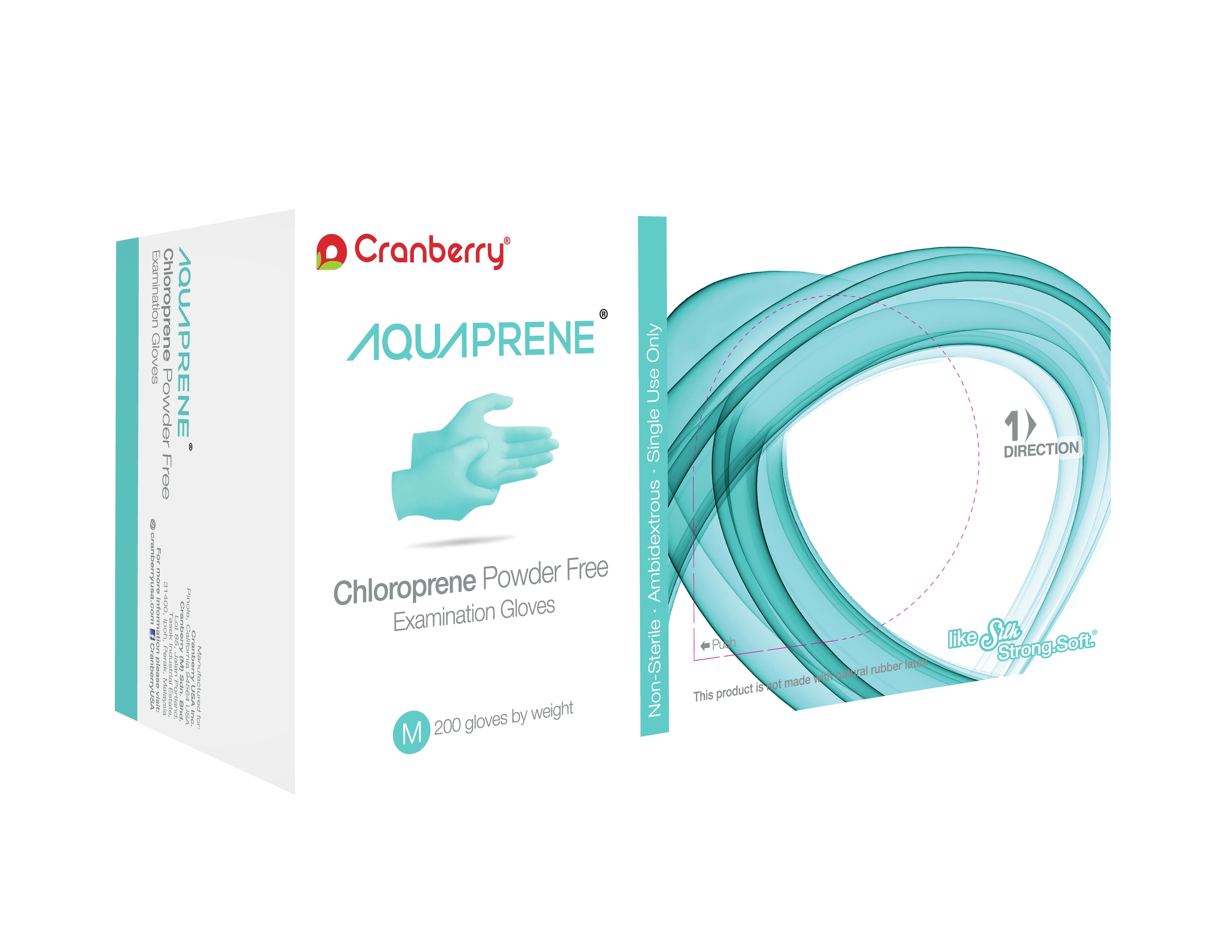 Cranberry AquaPrene Chloroprene Exam Gloves, Powder-Free, Non-Sterile, Medium, Aqua Blue, 200/Box, CR3027 thumbnail 7