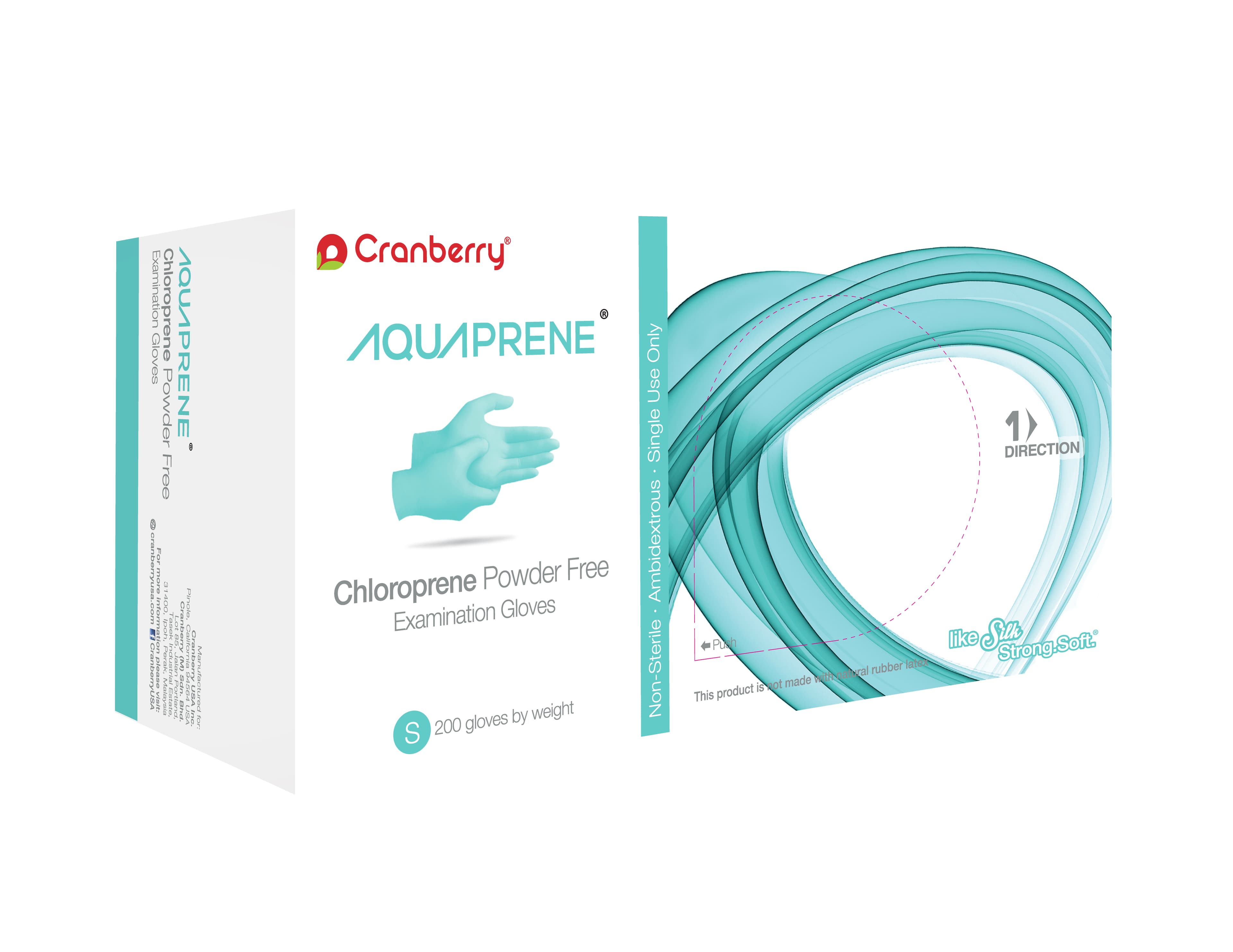 Cranberry AquaPrene Chloroprene Exam Gloves, Powder-Free, Non-Sterile, Small, Aqua Blue, 200/Box, CR3026 thumbnail 7
