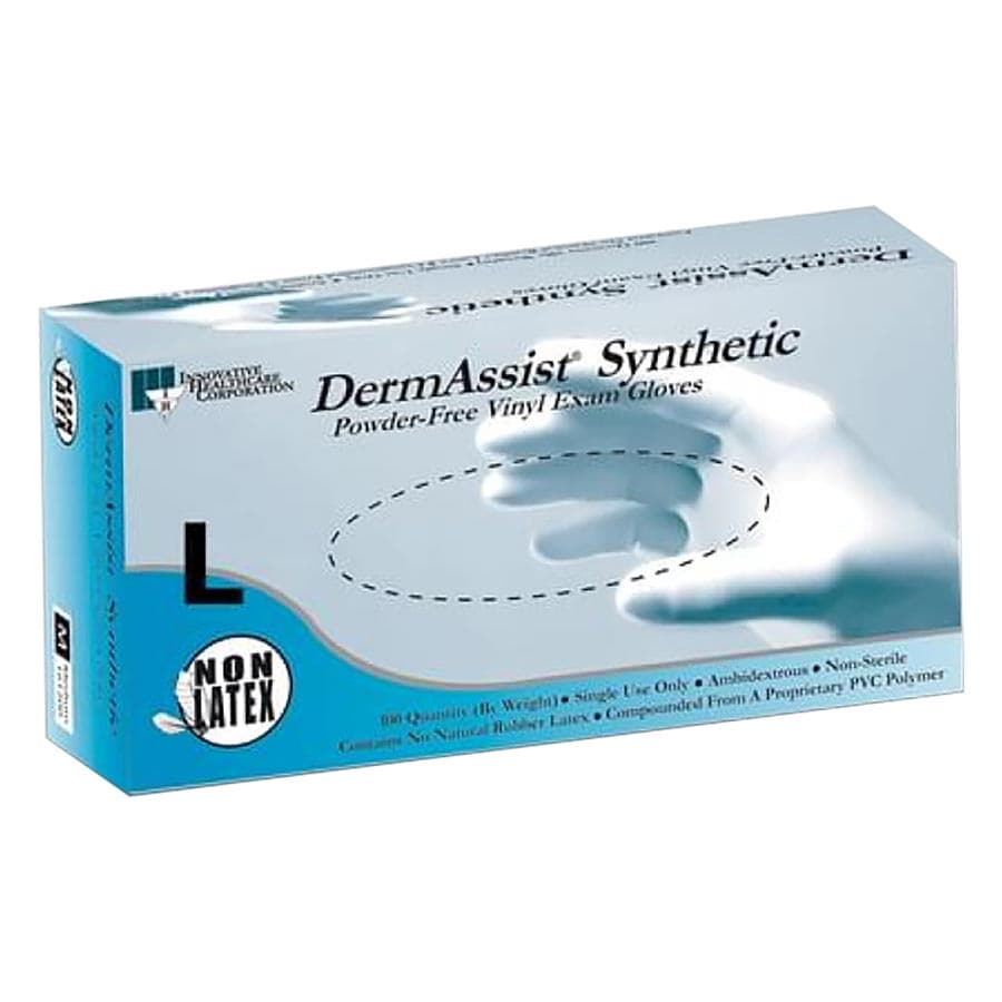 DermAssist Vinyl Exam Gloves, Powder Free, Non-Sterile, Smooth, Large, Clear, 100/Box, 10 Boxes/Case, 161300 thumbnail 3