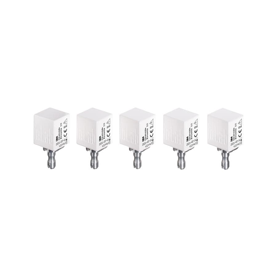 3M (Solventum) Chairside Zirconia Intro Kit for CEREC, 5 Blocks (4 Crown Blocks: 1xA1, 2xA2, 1xA3; 1 Bridge Block: A2), 20mm & 39mm, 69956 thumbnail 10