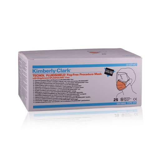 Halyard Fluidshield Procedure Mask, ASTM Level 3, Earloop, with Wraparound Splashguard Visor, Orange, 25/Box, 47147 thumbnail 4