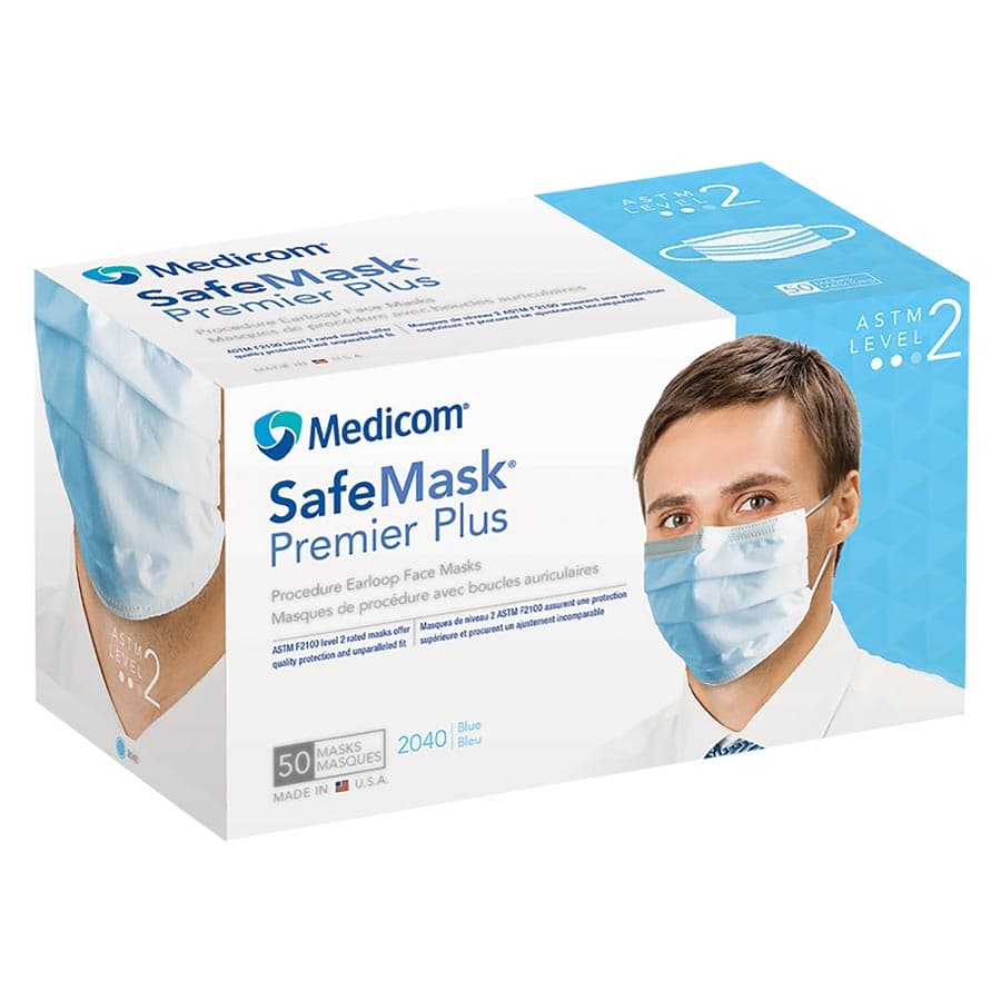 SafeMask Premier Procedure Face Mask, ASTM Level 1, Blue, Ear Loop, 50/Box, 2015 thumbnail 15
