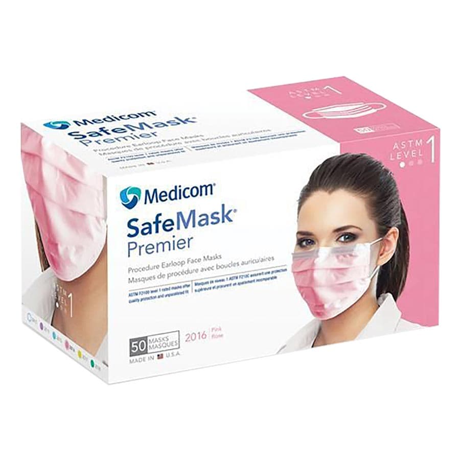 SafeMask Premier Procedure Face Mask, ASTM Level 1, Pink, Ear Loop, 50/Box, 2016 thumbnail 17