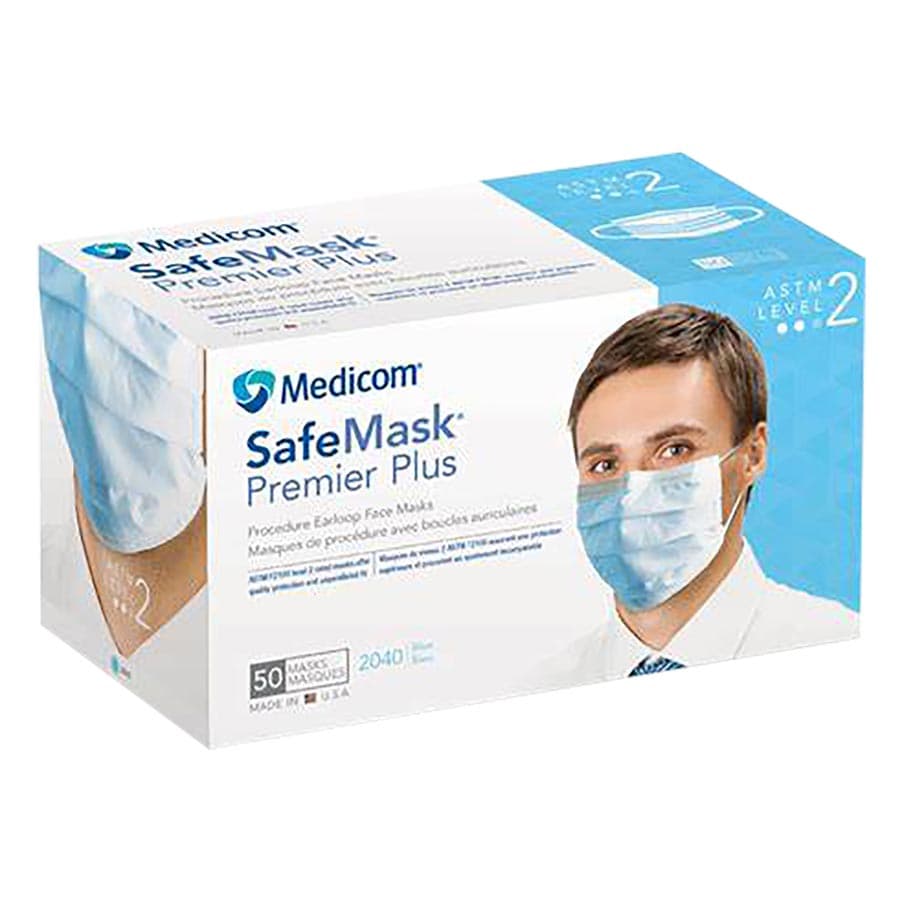 SafeMask Premier Plus Procedure Face Mask, ASTM Level 2, Blue, Ear Loop, 50/Box, 2040 thumbnail 14