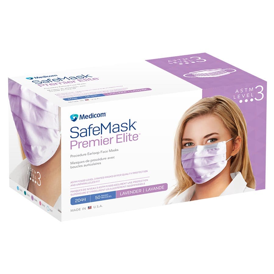 SafeMask Premier Elite Procedure Face Mask, ASTM Level 3, Earloop, Lavender, 50/Box, 2044 thumbnail 15