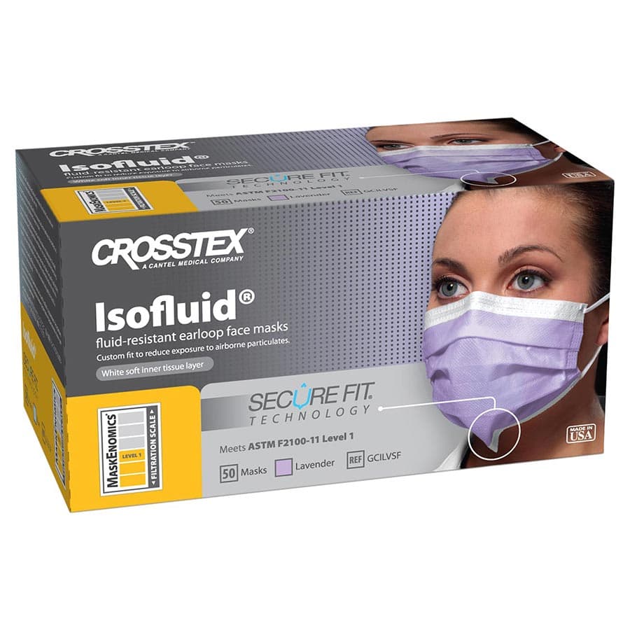Isofluid SecureFit Earloop Surgical Face Mask, ASTM Level 1, Lavender, 50/Box, GCILVSF thumbnail 17