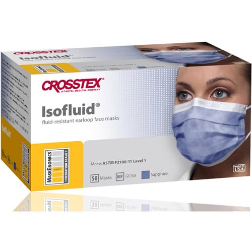 Crosstex Isofluid Earloop Face Mask, ASTM Level 1, Sapphire, Latex-Free, 50/Box, GCISA thumbnail 14