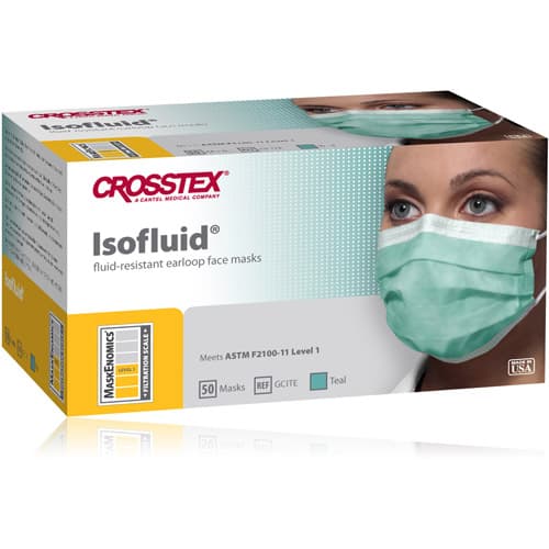 Isofluid™ Surgical Face Mask ASTM Level 1, Earloop, Teal, 50/Box, GCITE thumbnail 14