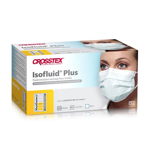 Isofluid Plus Earloop Face Mask, ASTM Level 1, Blue, 50/Box, GPLUSBL thumbnail 17