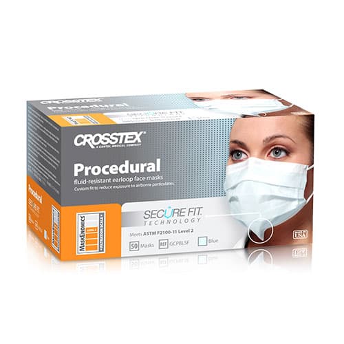 Crosstex Secure Fit™ Procedural Earloop Face Mask, ASTM Level 2, Blue, 50/Box, GCPBLSF thumbnail 15