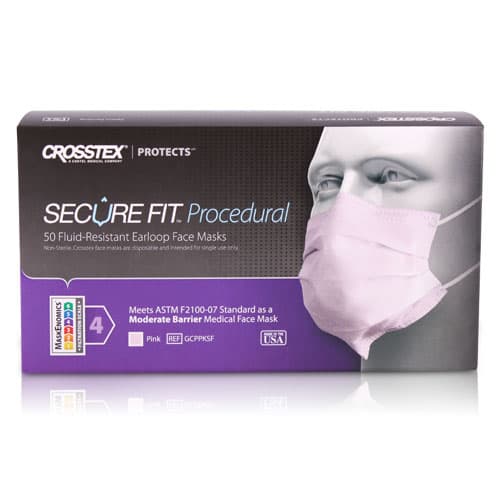 Crosstex Secure Fit™ Procedural Earloop Face Mask, ASTM Level 2, Pink, 50/Box, GCPPKSF thumbnail 15