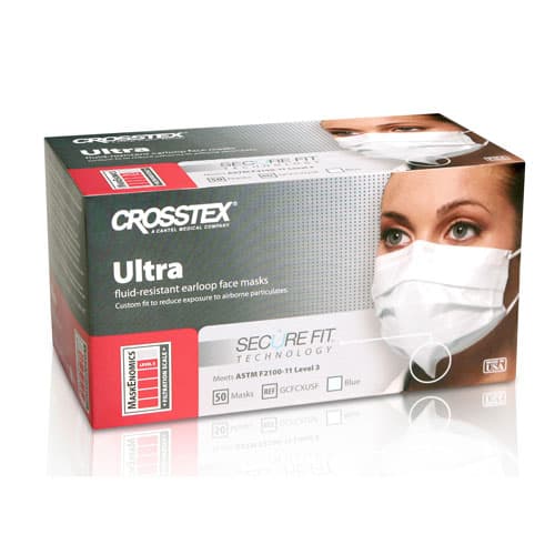 Crosstex Ultra SecureFit Earloop Surgical Face Mask, ASTM Level 3, Blue, 50/Box, GCFCXUSF thumbnail 19
