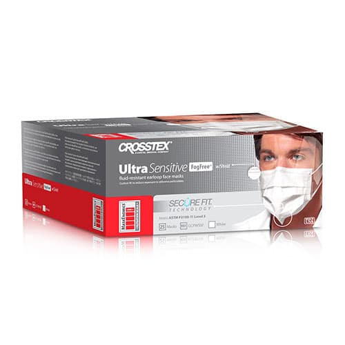 Crosstex Ultra Sensitive FogFree SecureFit Earloop Surgical Mask with Shield, ASTM Level 3, White, 25/Box, GCPWSSF thumbnail 11