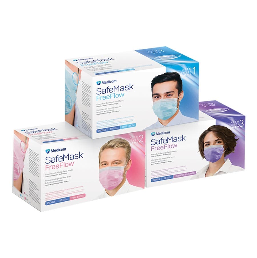 Medicom SafeMask FreeFlow Procedure Face Mask, ASTM Level 3, Blue, 50/Box, 200515 thumbnail 19