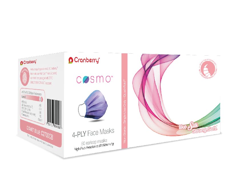 Cranberry Cosmo Procedure Face Mask, ASTM Level 3, 4-Ply, Ear Loop, Comet Blue, 50/Box, C2700CB thumbnail 11