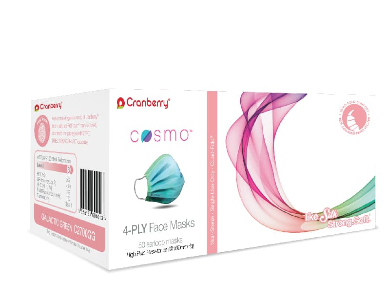 Cranberry Cosmo Procedure Face Mask, ASTM Level 3, 4-Ply, Earloop, Galactic Green, 50/Box, C2700GG thumbnail 18
