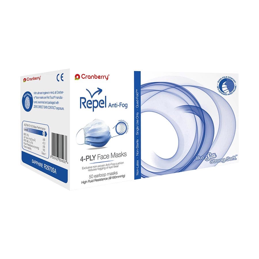 Cranberry Repel 4-Ply Earloop Procedure Face Mask, ASTM Level 3, Fluid Resistant, Gold, 50/Box, R2960G thumbnail 5