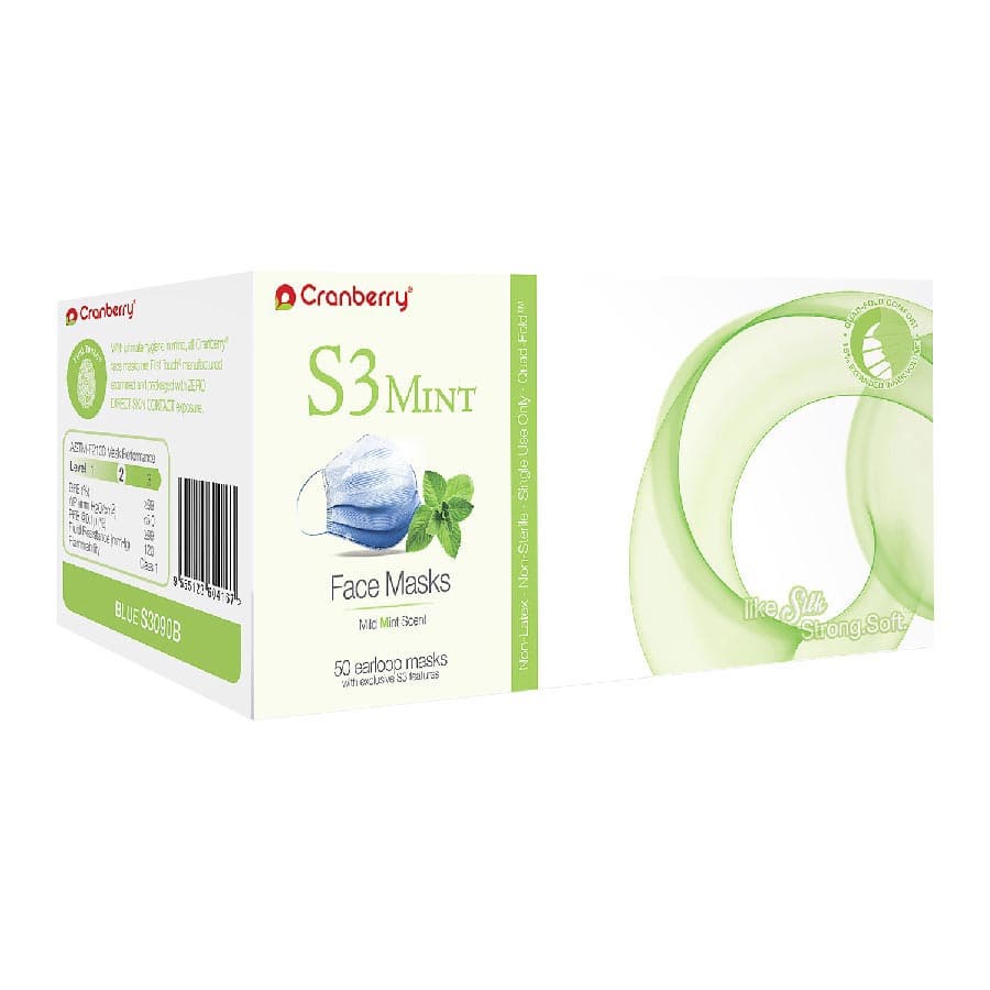 Cranberry S3 Mint Earloop Face Masks, ASTM Level 3, Lavender, 50/Box, S3090L thumbnail 7
