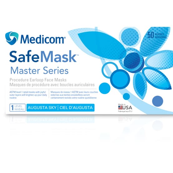 Medicom Safe+Mask Master Series Procedure Earloop Mask, ASTM Level 1, Augusta Sky (Royal Blue), 50/Box, 2050 thumbnail 16