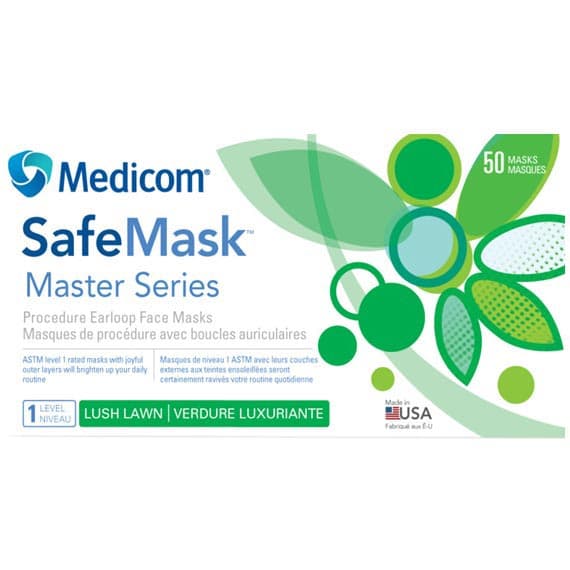 Medicom SafeMask Master Series Procedure Earloop Mask, ASTM Level 1, Lush Lawn (Vibrant Green), 50/Box, 2052 thumbnail 14