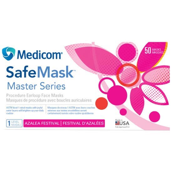 Medicom Safe+Mask Master Series Procedure Earloop Mask, ASTM Level 1, Azalea Festival (Bright Fuchsia), 50/Box, 2051 thumbnail 15
