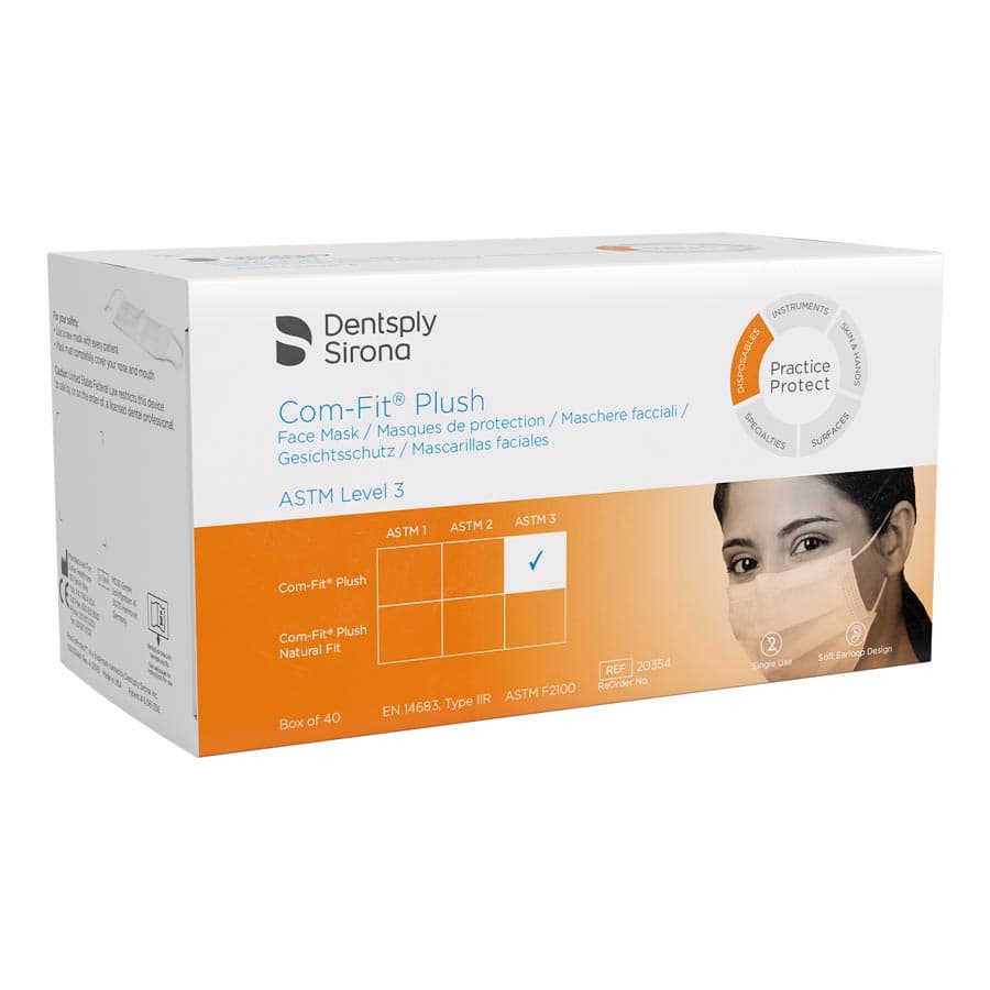 Com-Fit Plush Ear-Loop Face Mask, White, ASTM Level 3, 40/Box, CFP-3, 20354 - Com-Fit Plush Ear-Loop Face Mask - WHITE 40/Bx. CFP-3 heavy fluid resistance - Image 1