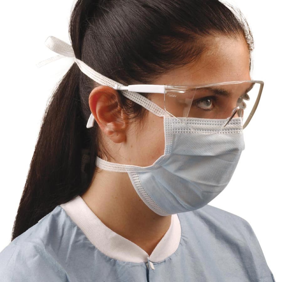 Crosstex Surgical Tie-On Face Mask, ASTM Level 2, Blue, 50/Box, GCS thumbnail 3