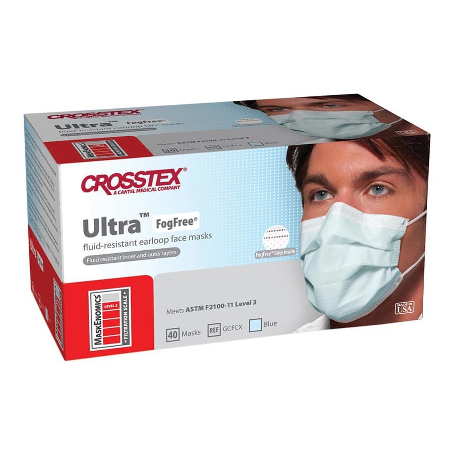Ultra FogFree Surgical Face Mask, ASTM Level 3, Earloop, Blue, 40/Box, GCFCX thumbnail 19