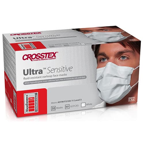 Crosstex Ultra Sensitive Earloop Face Mask, ASTM Level 3, White, 50/Box, GCFCXS thumbnail 19