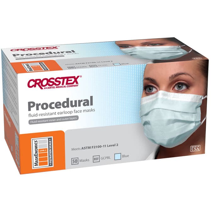 Crosstex Procedural Earloop Face Mask, ASTM Level 2, Blue, 50/Box, GCPBL thumbnail 17