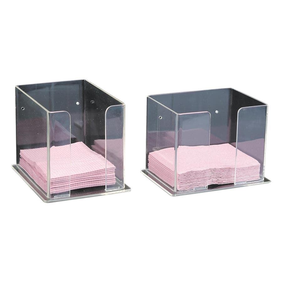 Plasdent Bib Holder, Short Side Loading, Clear, 5" W x 6" H x 7" D, Model 1204 - Bib Holders – Short Side Loading, 5" W x 6" H x 7" D - Bib Holders – Short Side Loading, 5" W x 6" H x 7" D - Image 1