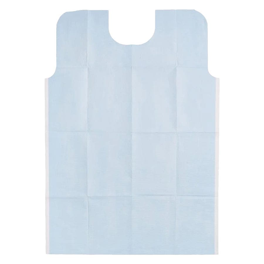 Tidi Products Oversized Patient Bib, 17" x 18", 3-Ply Paper with Poly Backing, Blue, 500/Case, 917413 thumbnail 2